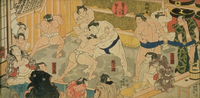 Eine von acht Ansichten von Kanjin Sumo, veröffentlicht von Tsutaya, 19. Jahrhundert von Utagawa Kunisada